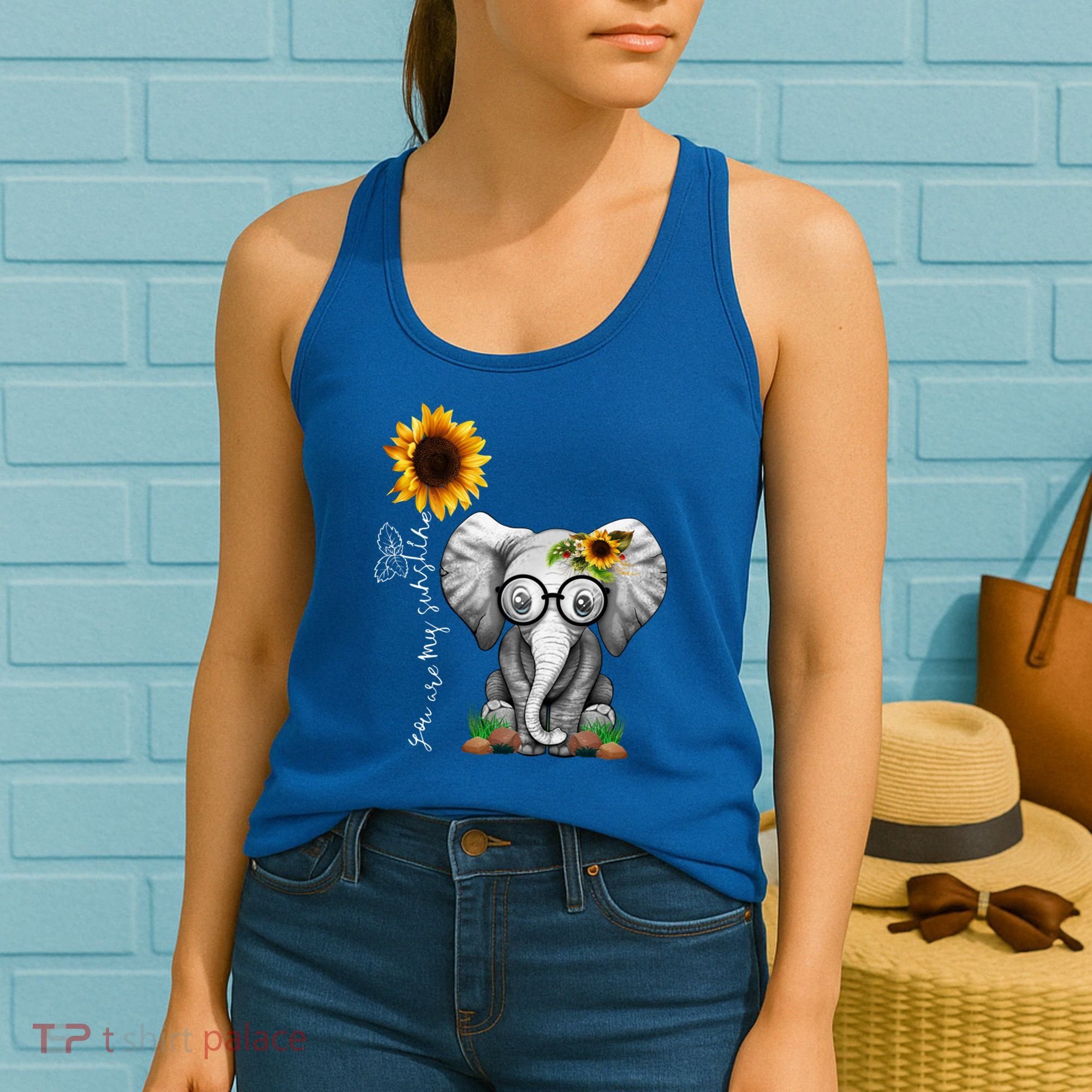 Cute Mama Elephant With Sunflower Gift You Are My Sunshine Gift Women's Tank Top
