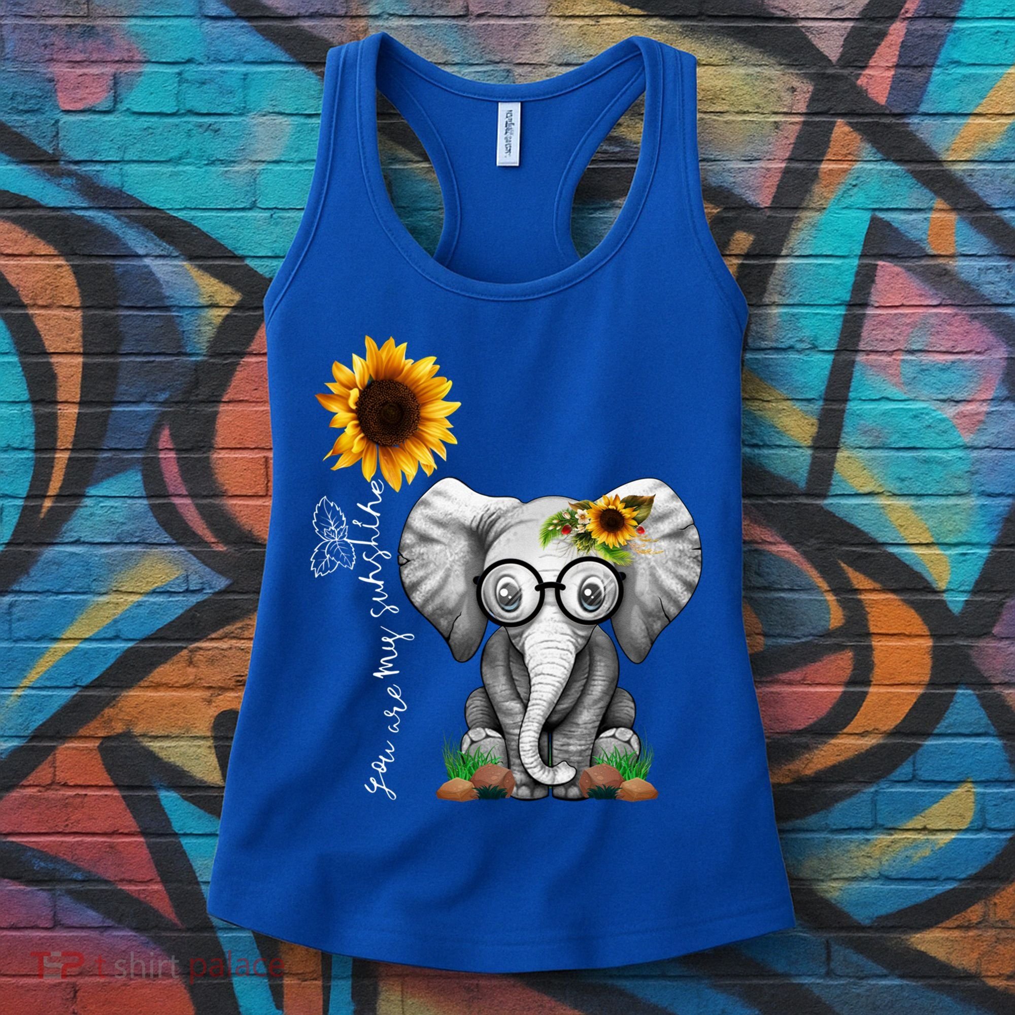 Cute Mama Elephant With Sunflower Gift You Are My Sunshine Gift Women's Tank Top