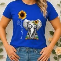 Cute Mama Elephant With Sunflower Gift You Are My Sunshine Gift Women's T-Shirt thumb 2