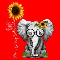 Cute Mama Elephant With Sunflower Gift You Are My Sunshine Gift Santa Hat thumb 1