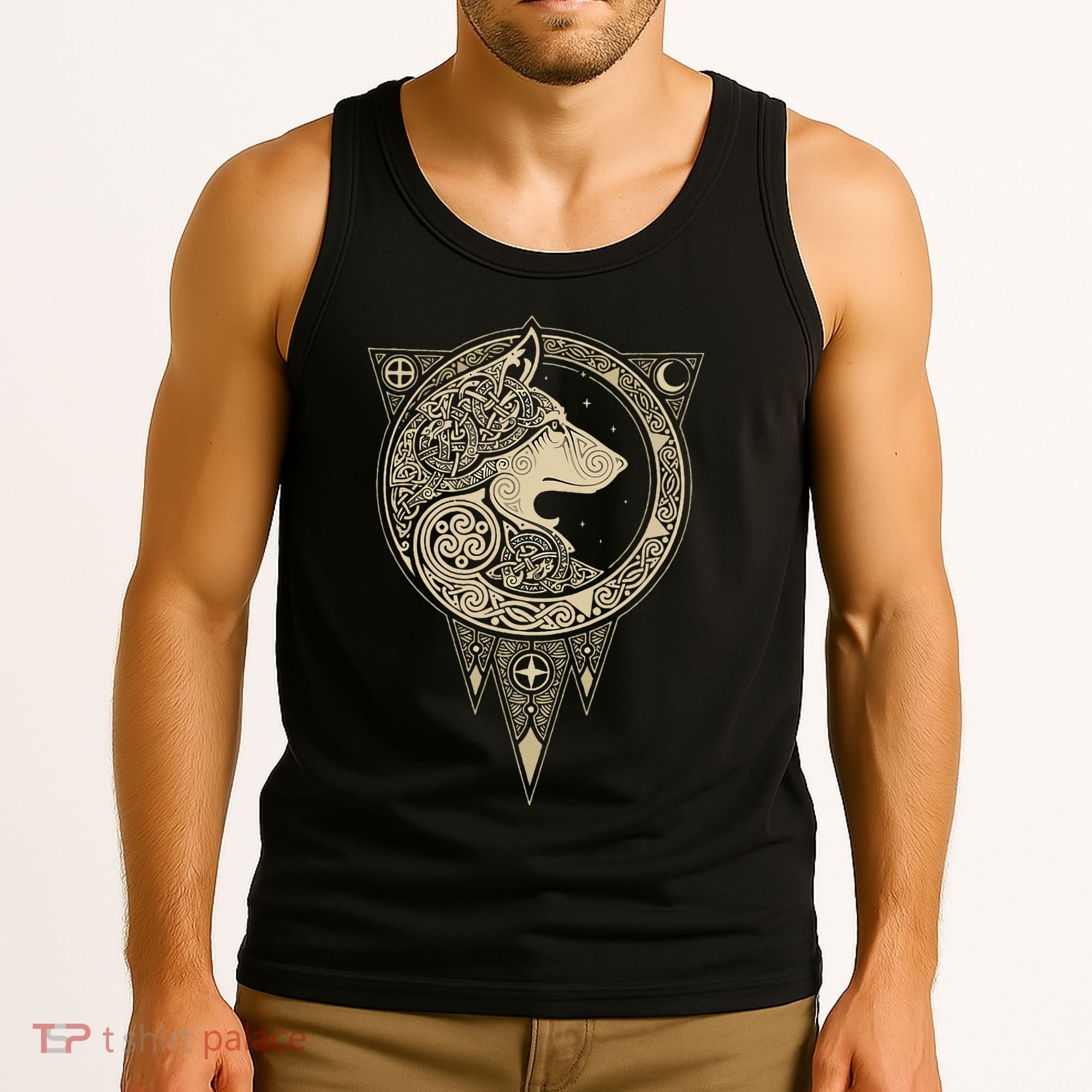 Celtic Mythology Fenrir Wolf Runes Tank Top