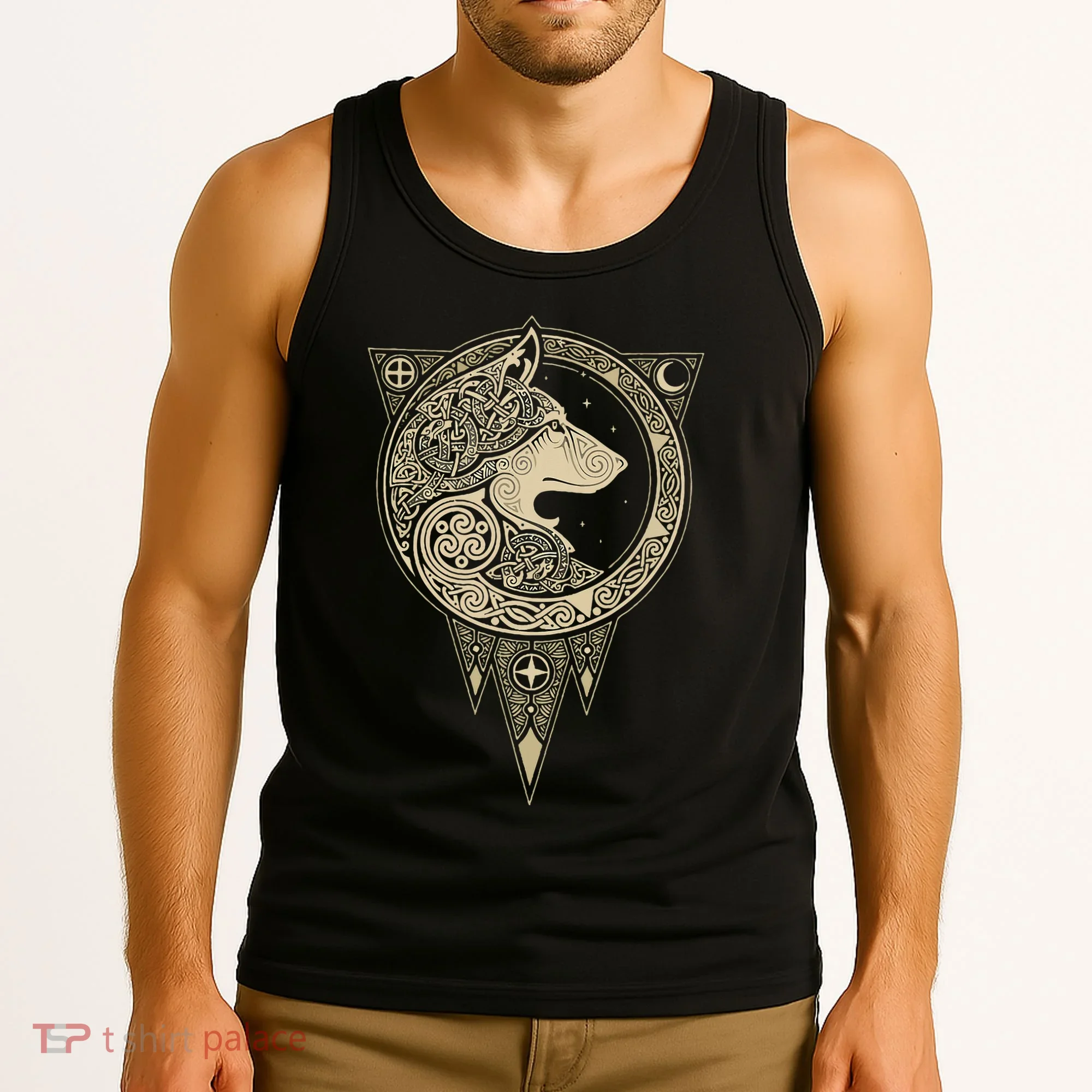 Celtic Mythology Fenrir Wolf Runes Tank Top