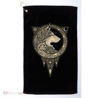 Celtic Mythology Fenrir Wolf Runes Golf Towel thumb 0