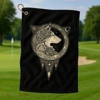 Celtic Mythology Fenrir Wolf Runes Golf Towel thumb 1