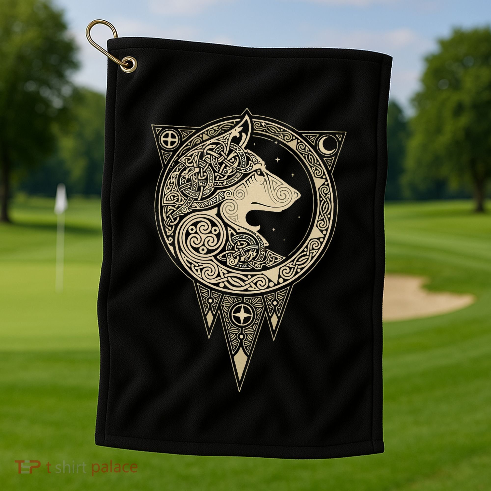 Celtic Mythology Fenrir Wolf Runes Golf Towel
