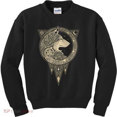 Celtic Mythology Fenrir Wolf Runes Kids Sweatshirt