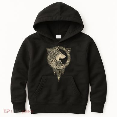 Celtic Mythology Fenrir Wolf Runes Kids Hoodie