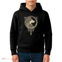 Celtic Mythology Fenrir Wolf Runes Kids Hoodie thumb 4
