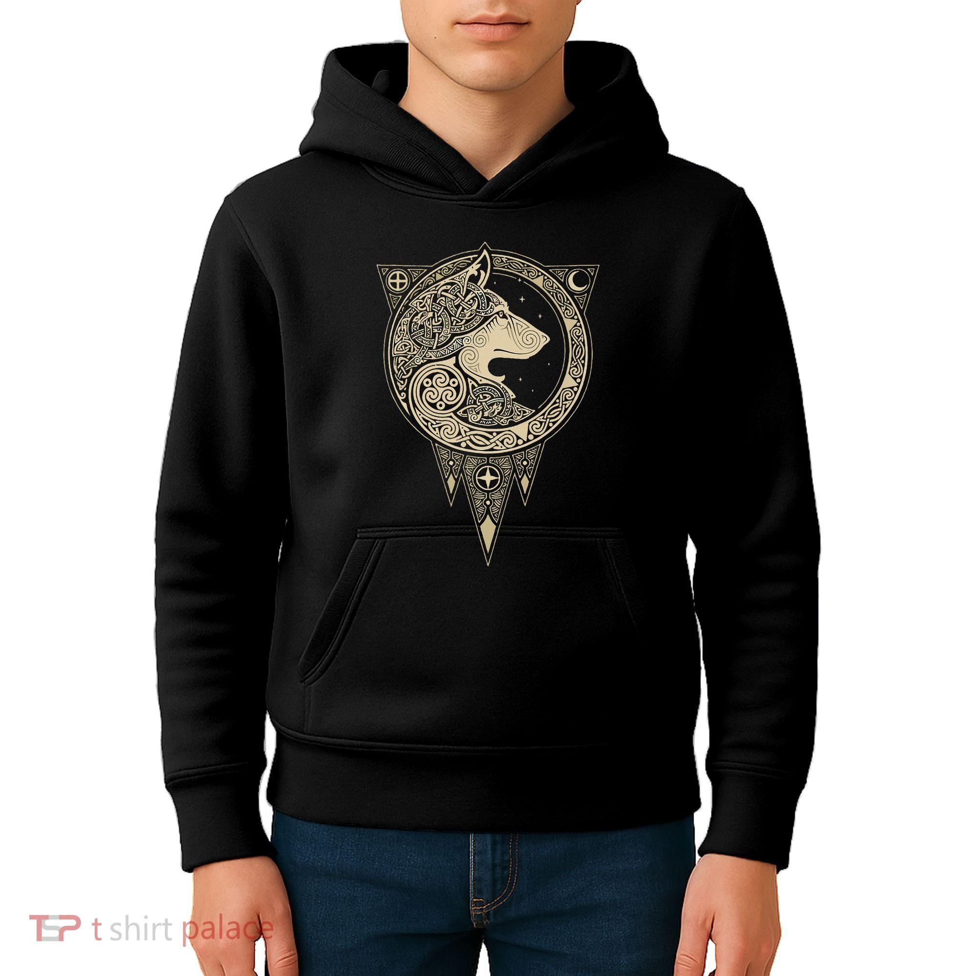Celtic Mythology Fenrir Wolf Runes Kids Hoodie