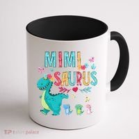 Cute Mimisaurus Flower Butterfly Dinosaur Mother's Day Coffee Mug thumb 1