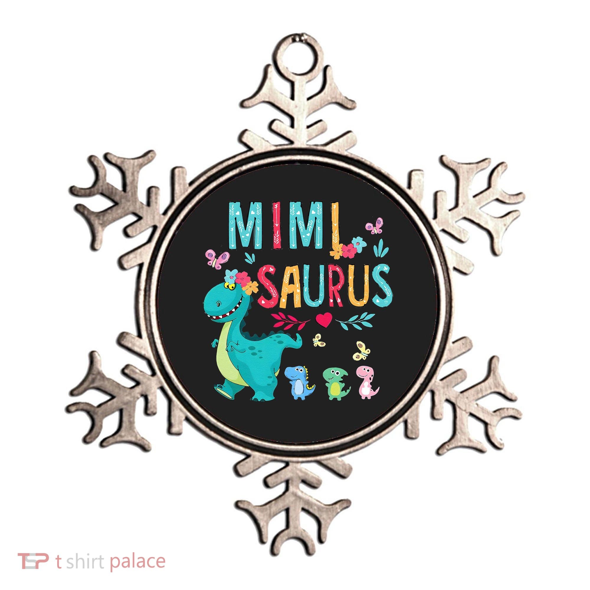 Cute Mimisaurus Flower Butterfly Dinosaur Mother's Day Ornament