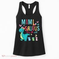 Cute Mimisaurus Flower Butterfly Dinosaur Mother's Day Women's Tank Top thumb 0