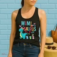 Cute Mimisaurus Flower Butterfly Dinosaur Mother's Day Women's Tank Top thumb 2