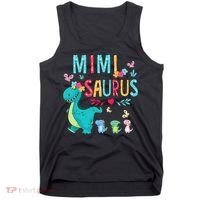 Cute Mimisaurus Flower Butterfly Dinosaur Mother's Day Tank Top thumb 0