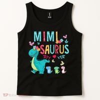 Cute Mimisaurus Flower Butterfly Dinosaur Mother's Day Tank Top thumb 2