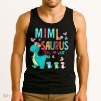 Cute Mimisaurus Flower Butterfly Dinosaur Mother's Day Tank Top thumb 3