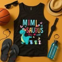 Cute Mimisaurus Flower Butterfly Dinosaur Mother's Day Tank Top thumb 4