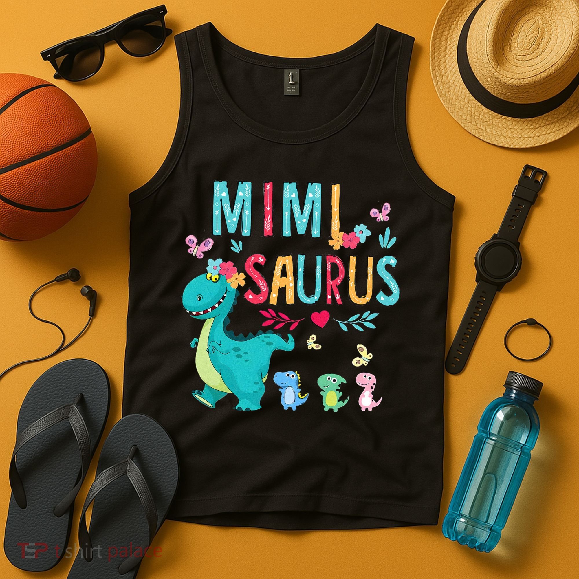 Cute Mimisaurus Flower Butterfly Dinosaur Mother's Day Tank Top