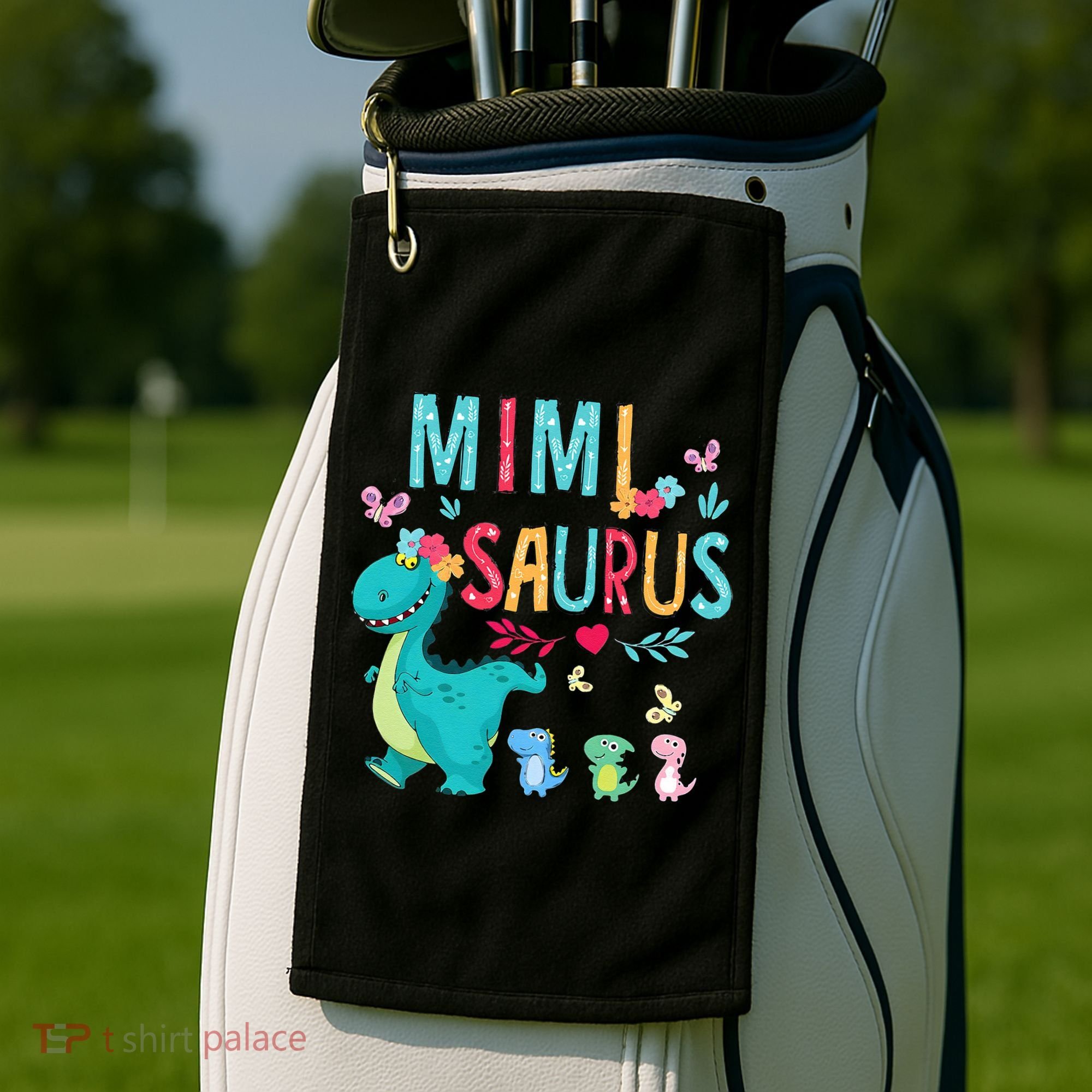 Cute Mimisaurus Flower Butterfly Dinosaur Mother's Day Golf Towel