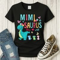 Cute Mimisaurus Flower Butterfly Dinosaur Mother's Day Women's T-Shirt thumb 3