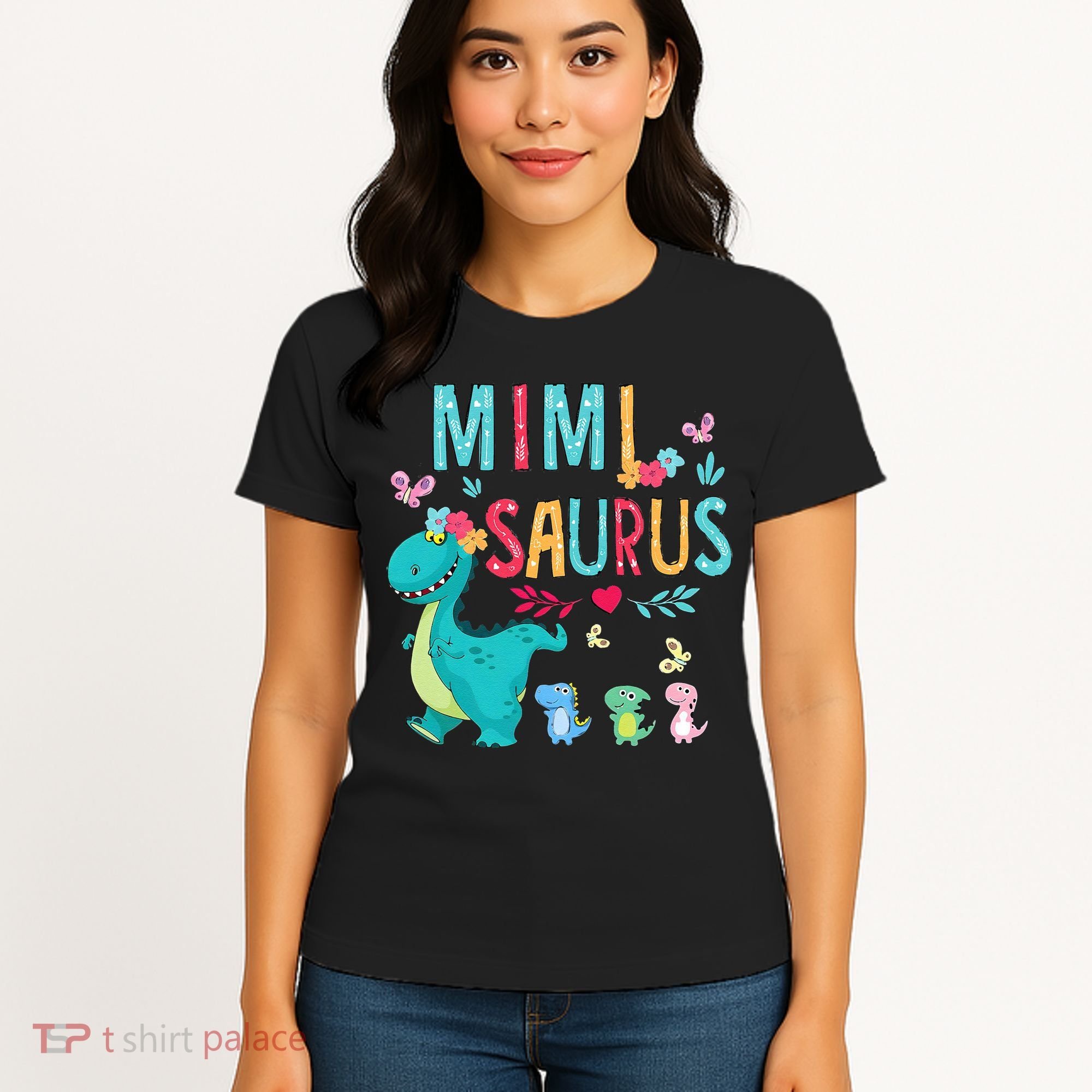 Cute Mimisaurus Flower Butterfly Dinosaur Mother's Day Women's T-Shirt