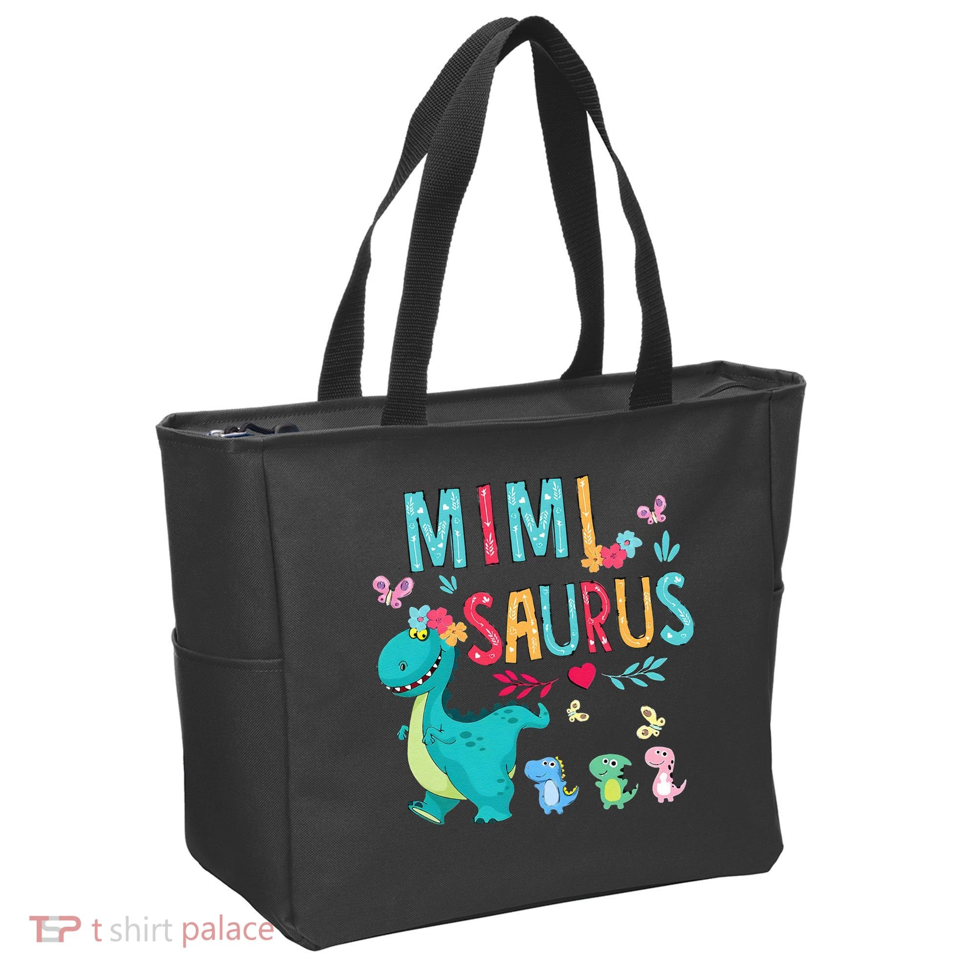 Cute Mimisaurus Flower Butterfly Dinosaur Mother's Day Tote Bag