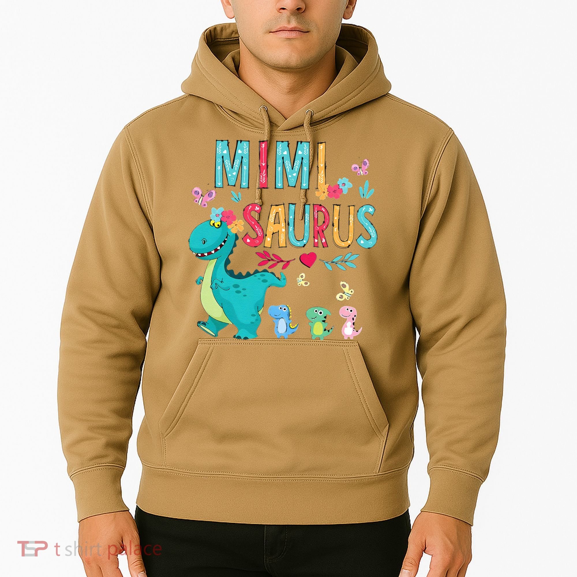 Cute Mimisaurus Flower Butterfly Dinosaur Mother's Day Hoodie