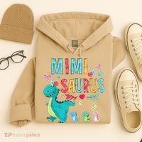 Cute Mimisaurus Flower Butterfly Dinosaur Mother's Day Hoodie thumb 4