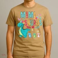 Cute Mimisaurus Flower Butterfly Dinosaur Mother's Day T-Shirt thumb 3