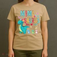 Cute Mimisaurus Flower Butterfly Dinosaur Mother's Day T-Shirt thumb 4