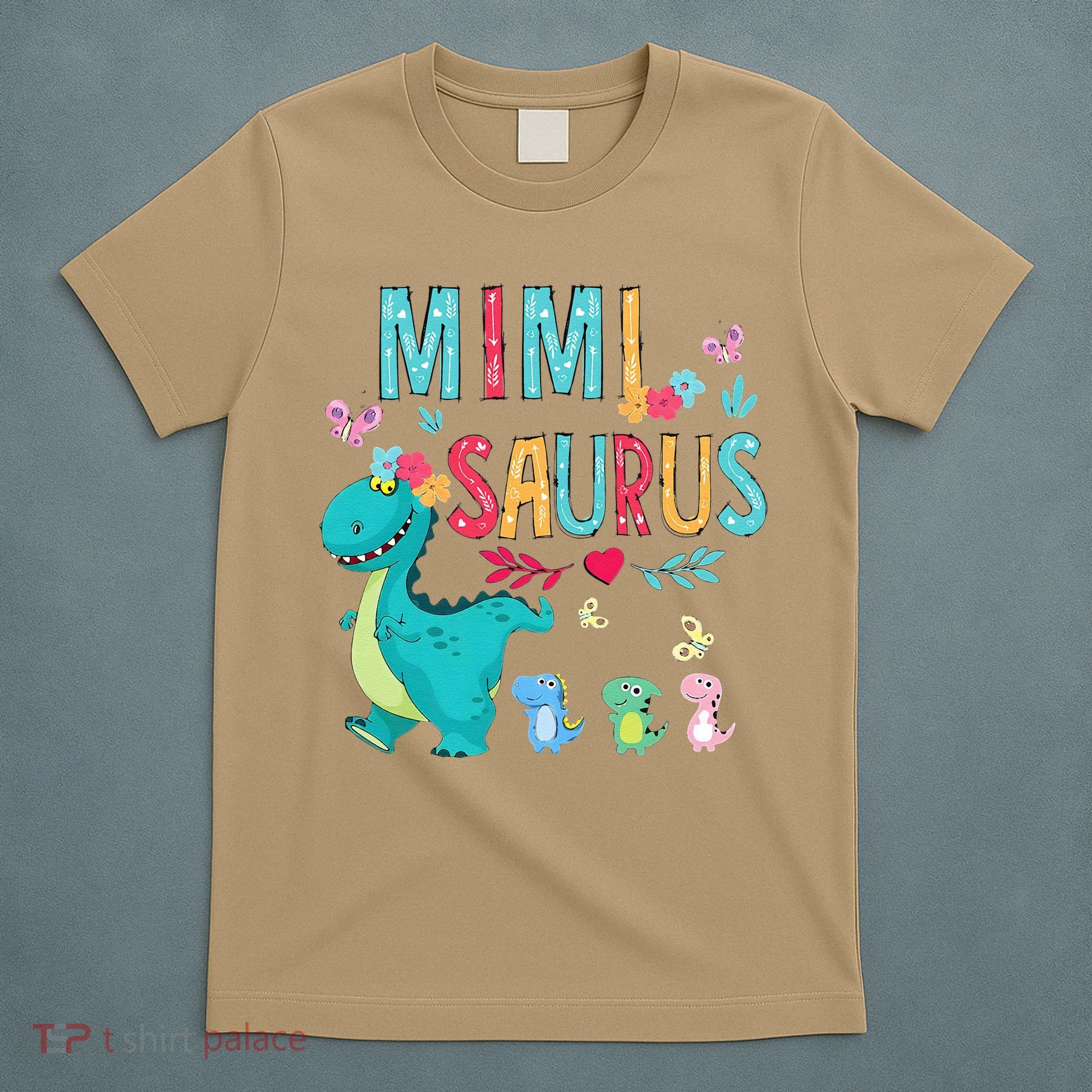Cute Mimisaurus Flower Butterfly Dinosaur Mother's Day T-Shirt