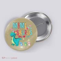 Cute Mimisaurus Flower Butterfly Dinosaur Mother's Day Button thumb 0