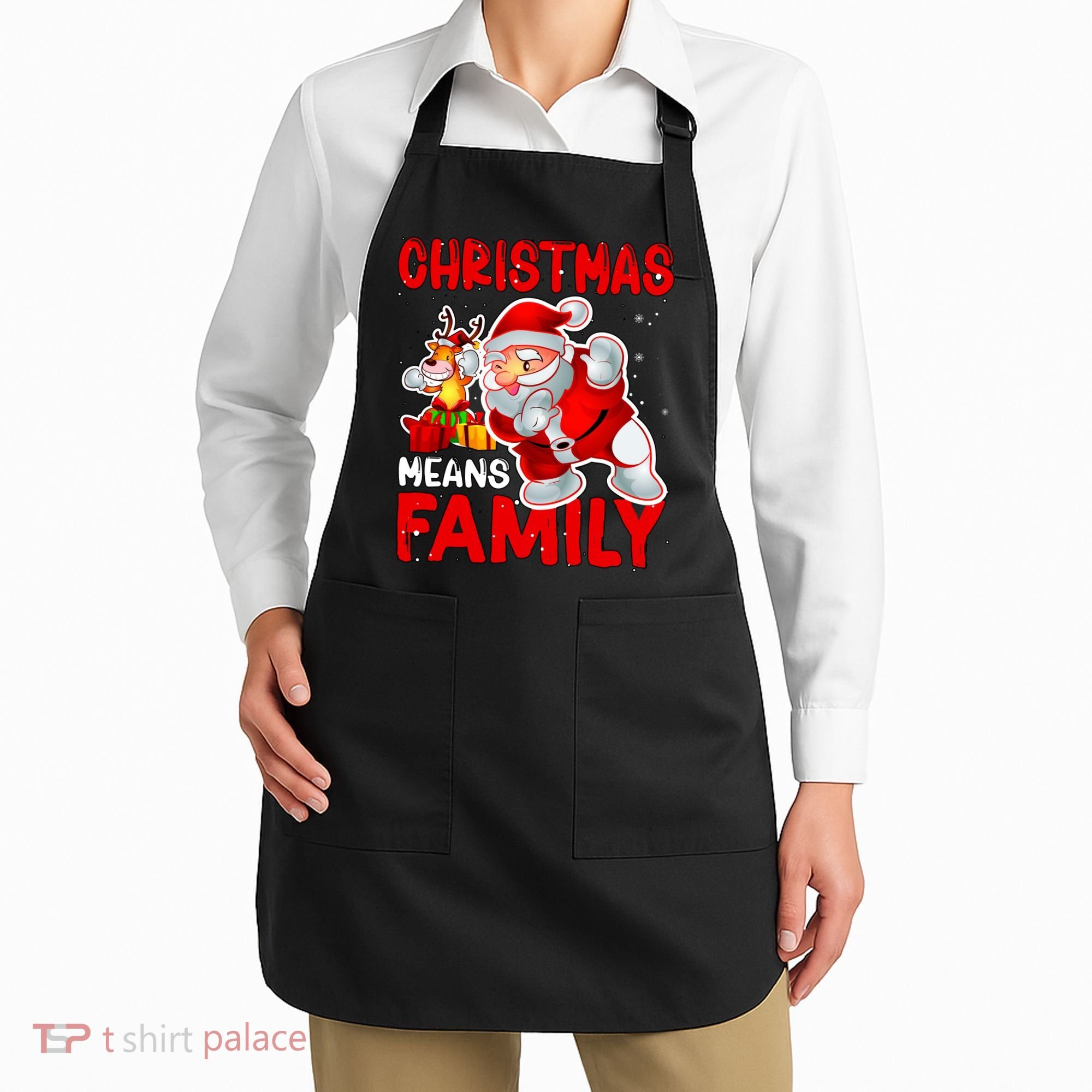 Christmas Means Family Santa Reindeer Apron