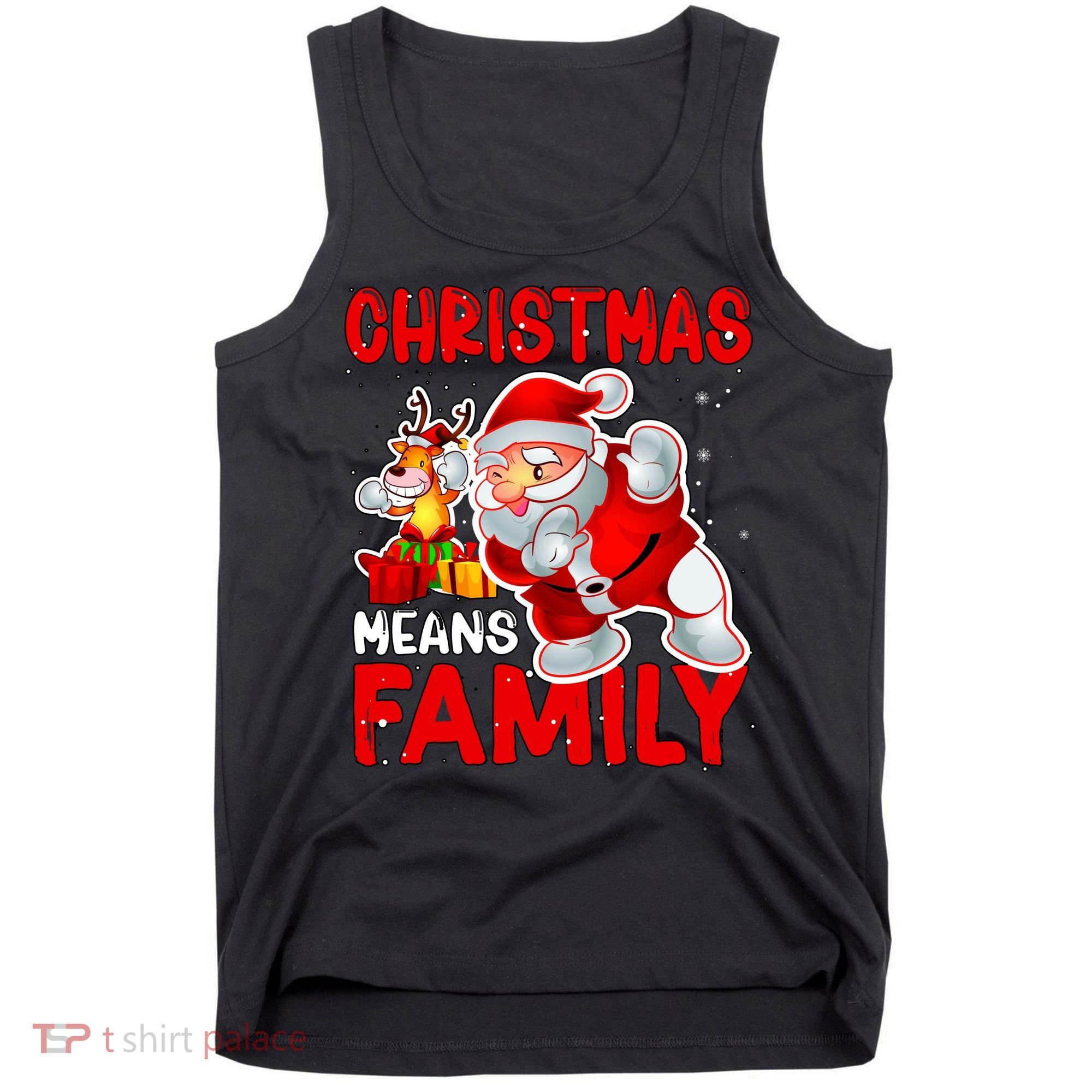 Christmas Means Family Santa Reindeer Tank Top
