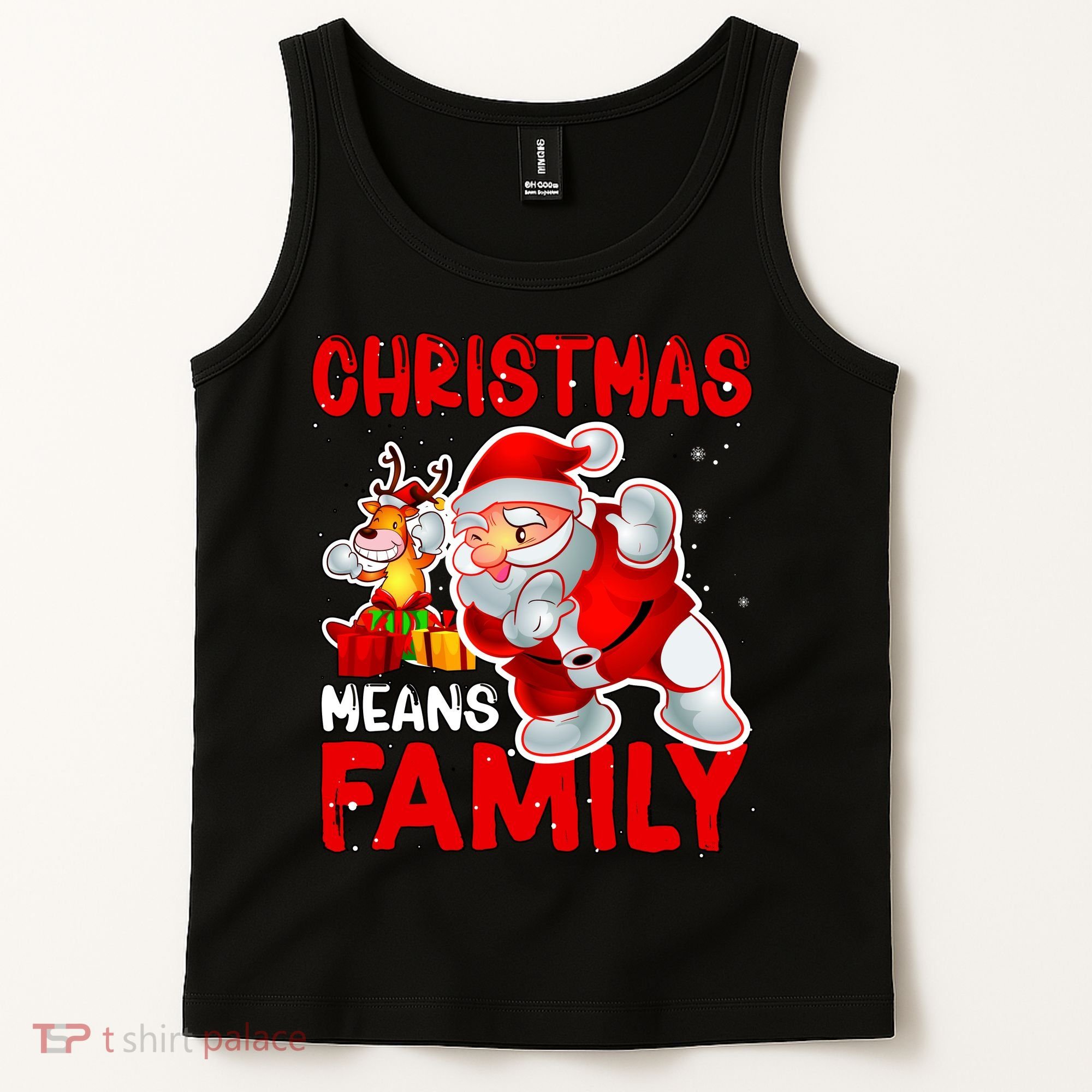 Christmas Means Family Santa Reindeer Tank Top