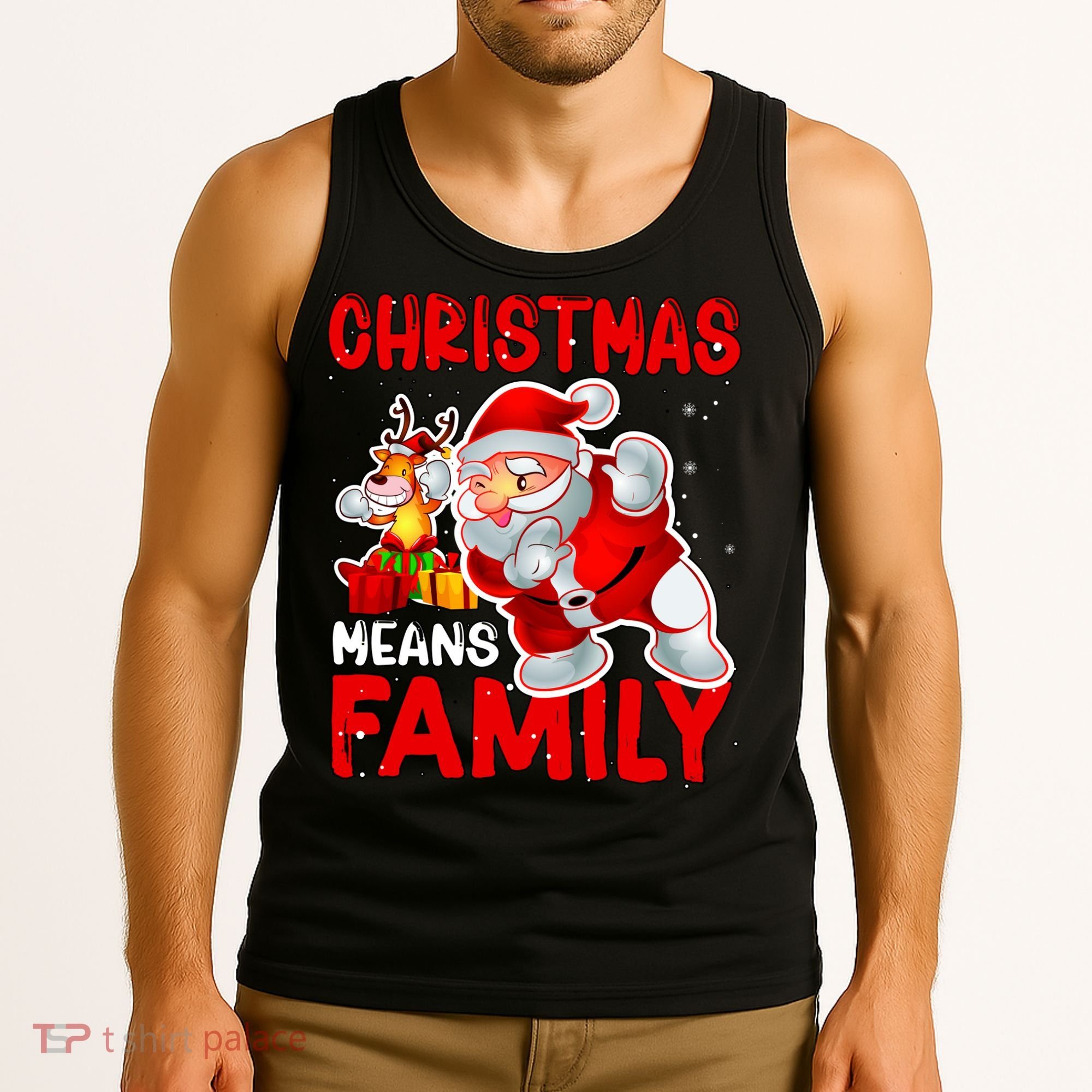 Christmas Means Family Santa Reindeer Tank Top