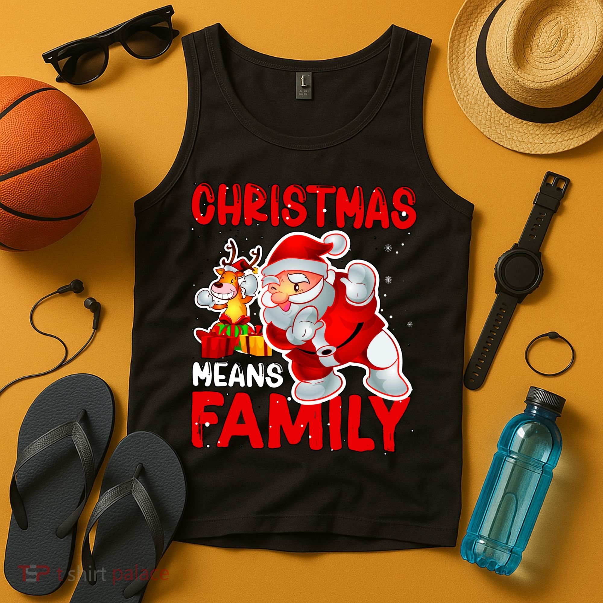 Christmas Means Family Santa Reindeer Tank Top