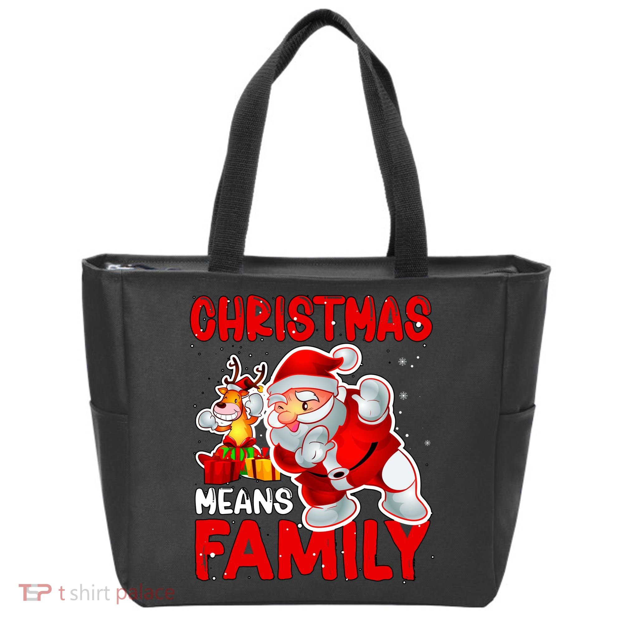 Christmas Means Family Santa Reindeer Tote Bag