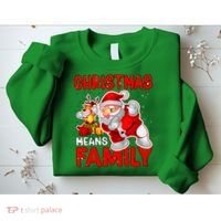 Christmas Means Family Santa Reindeer Sweatshirt thumb 2