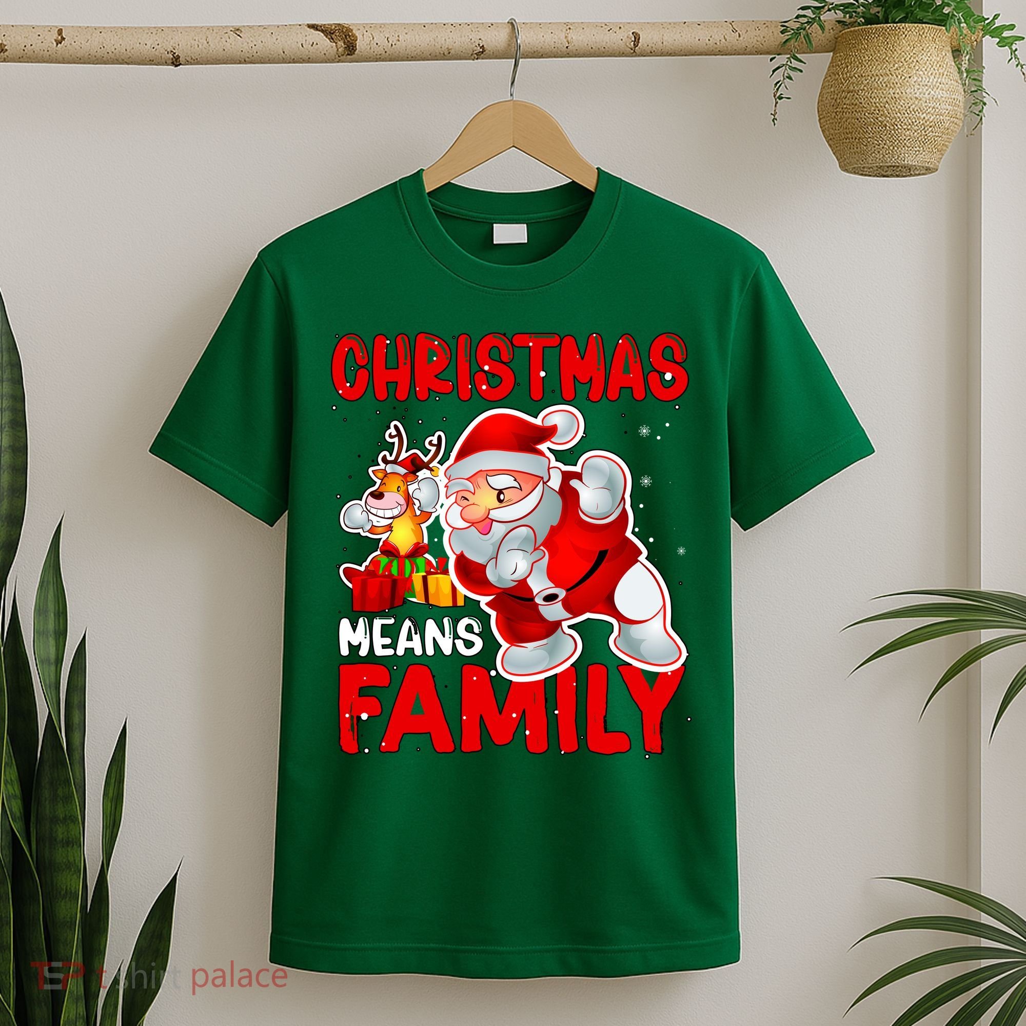 Christmas Means Family Santa Reindeer T-Shirt