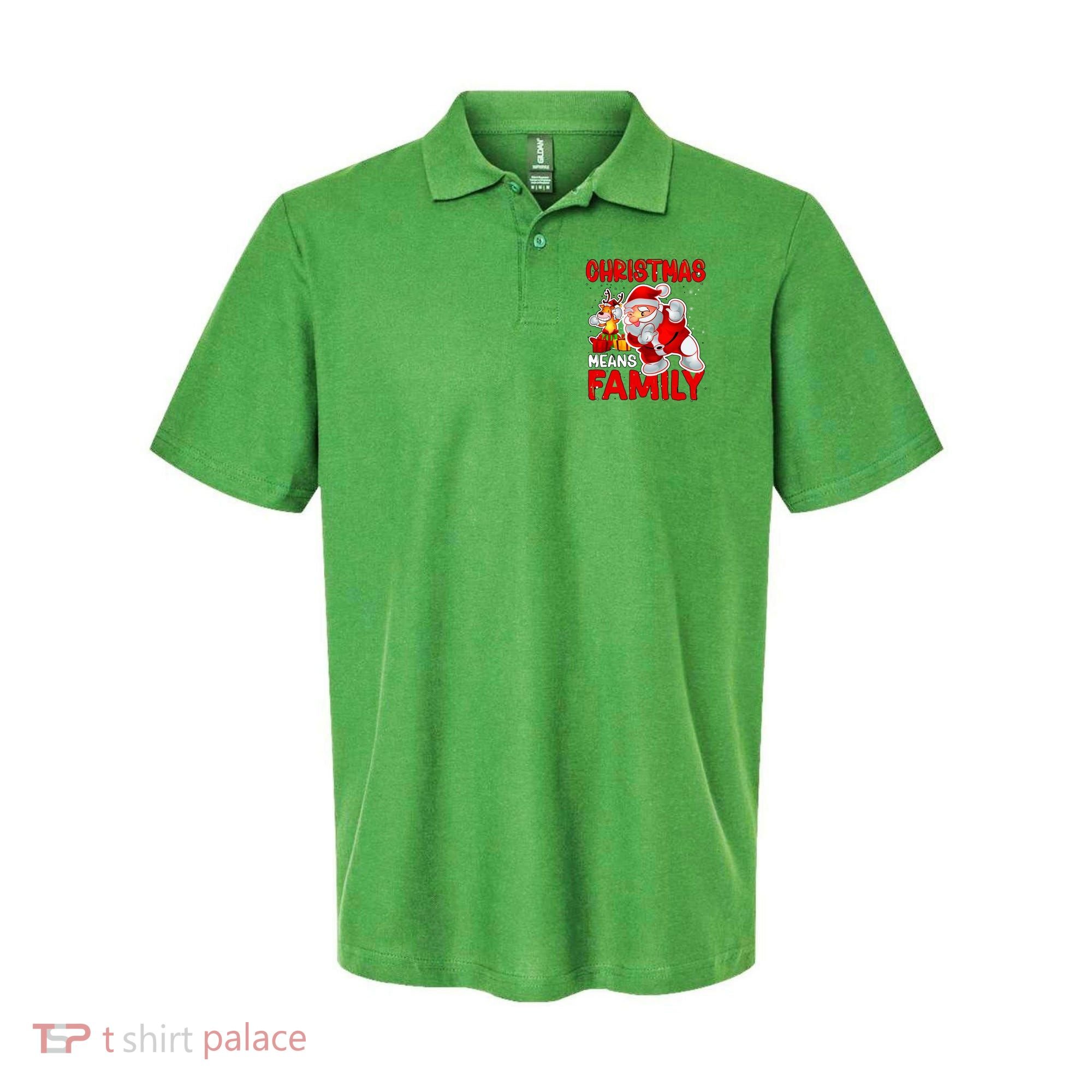 Christmas Means Family Santa Reindeer Polo