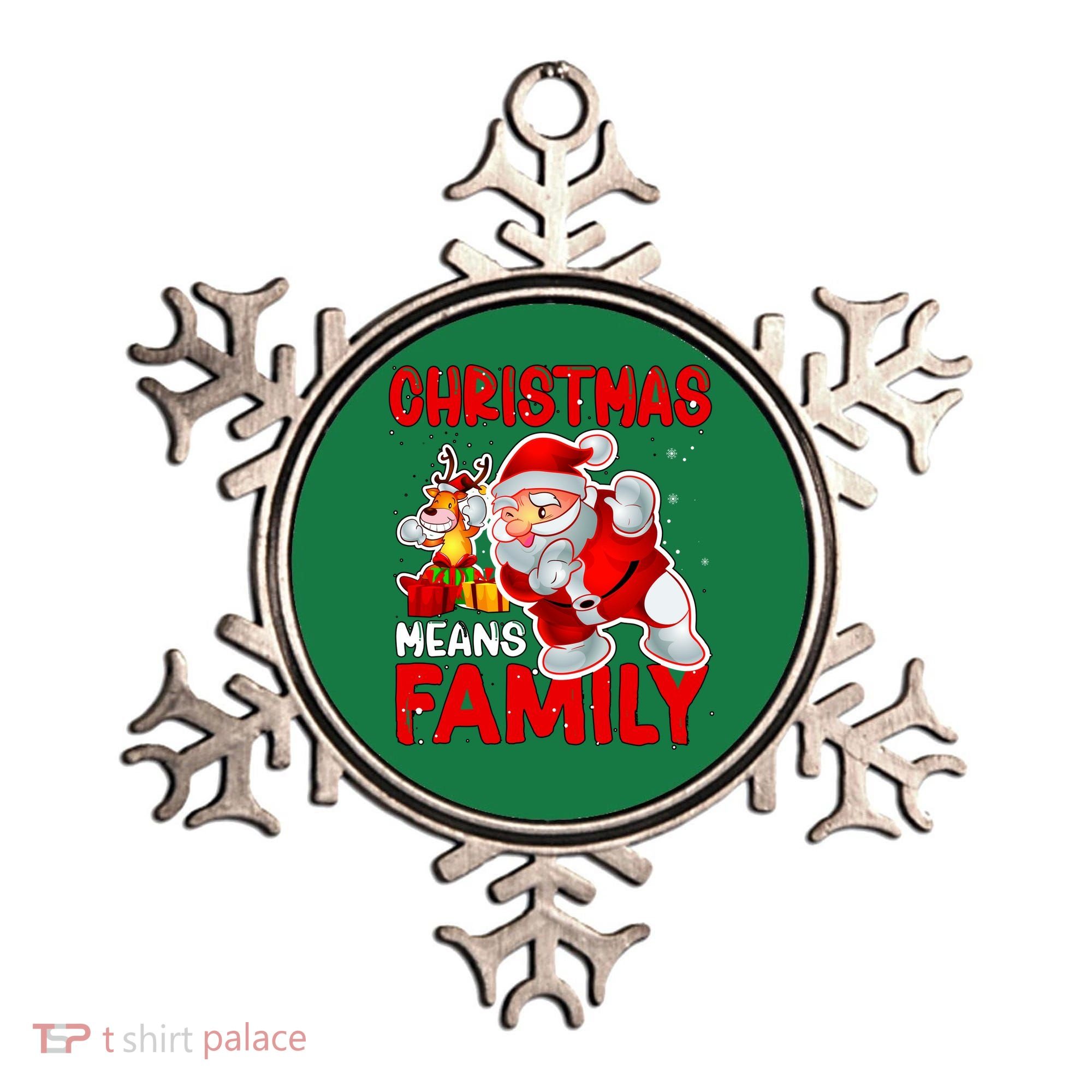 Christmas Means Family Santa Reindeer Ornament