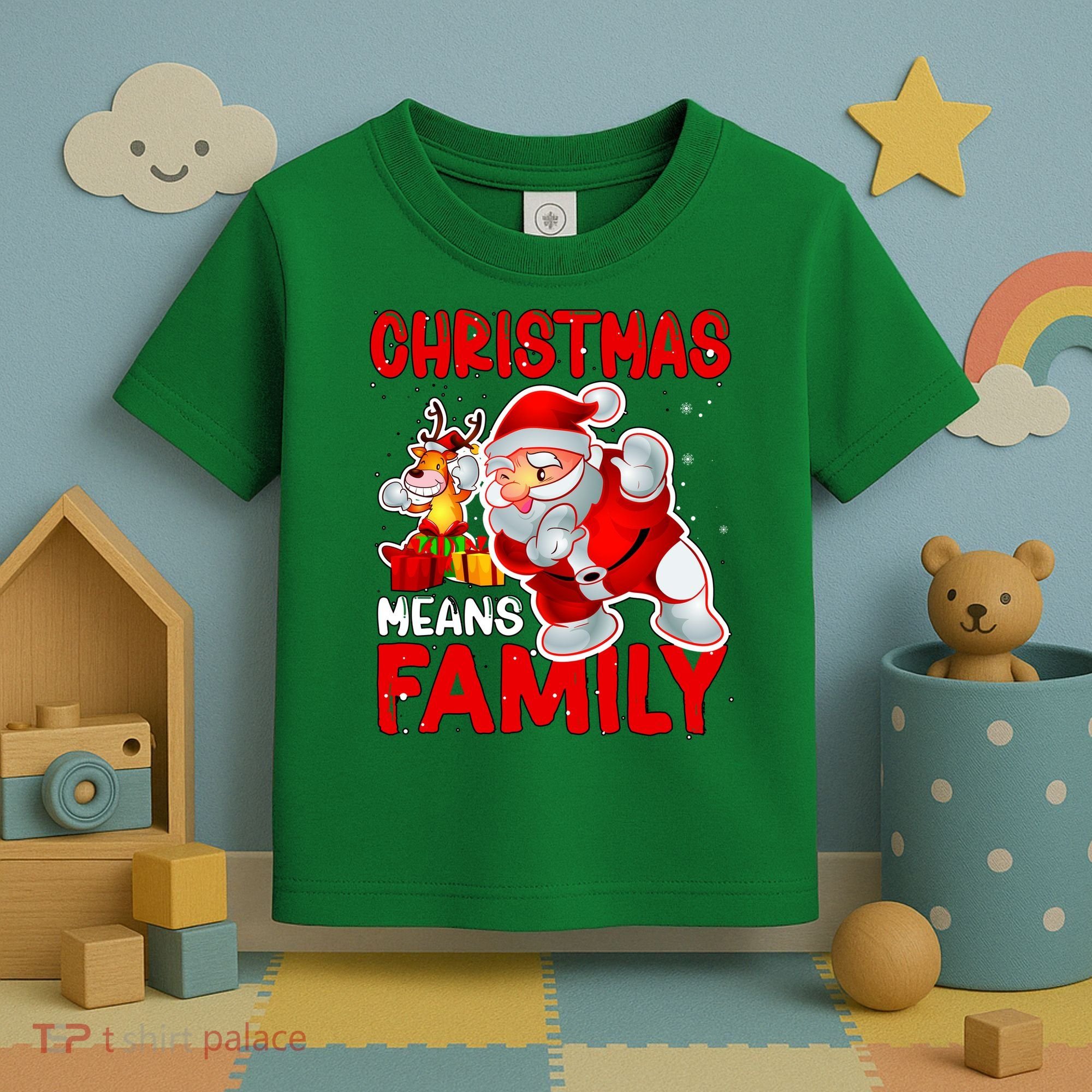 Christmas Means Family Santa Reindeer Toddler T-Shirt