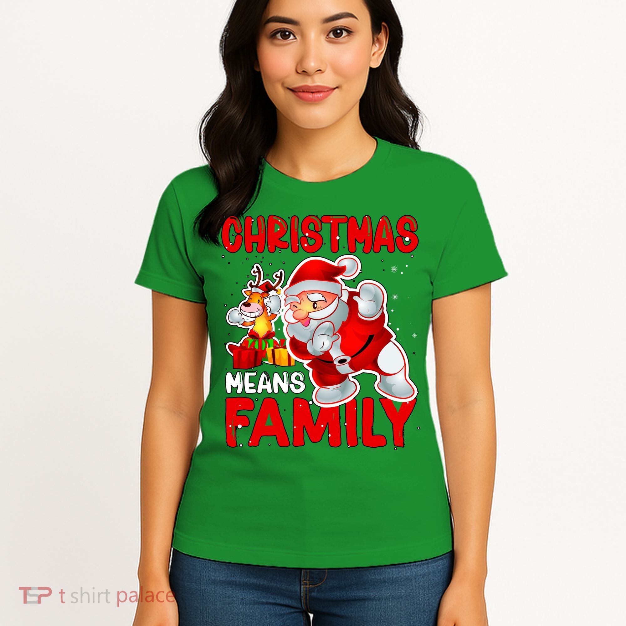 Christmas Means Family Santa Reindeer Women's T-Shirt