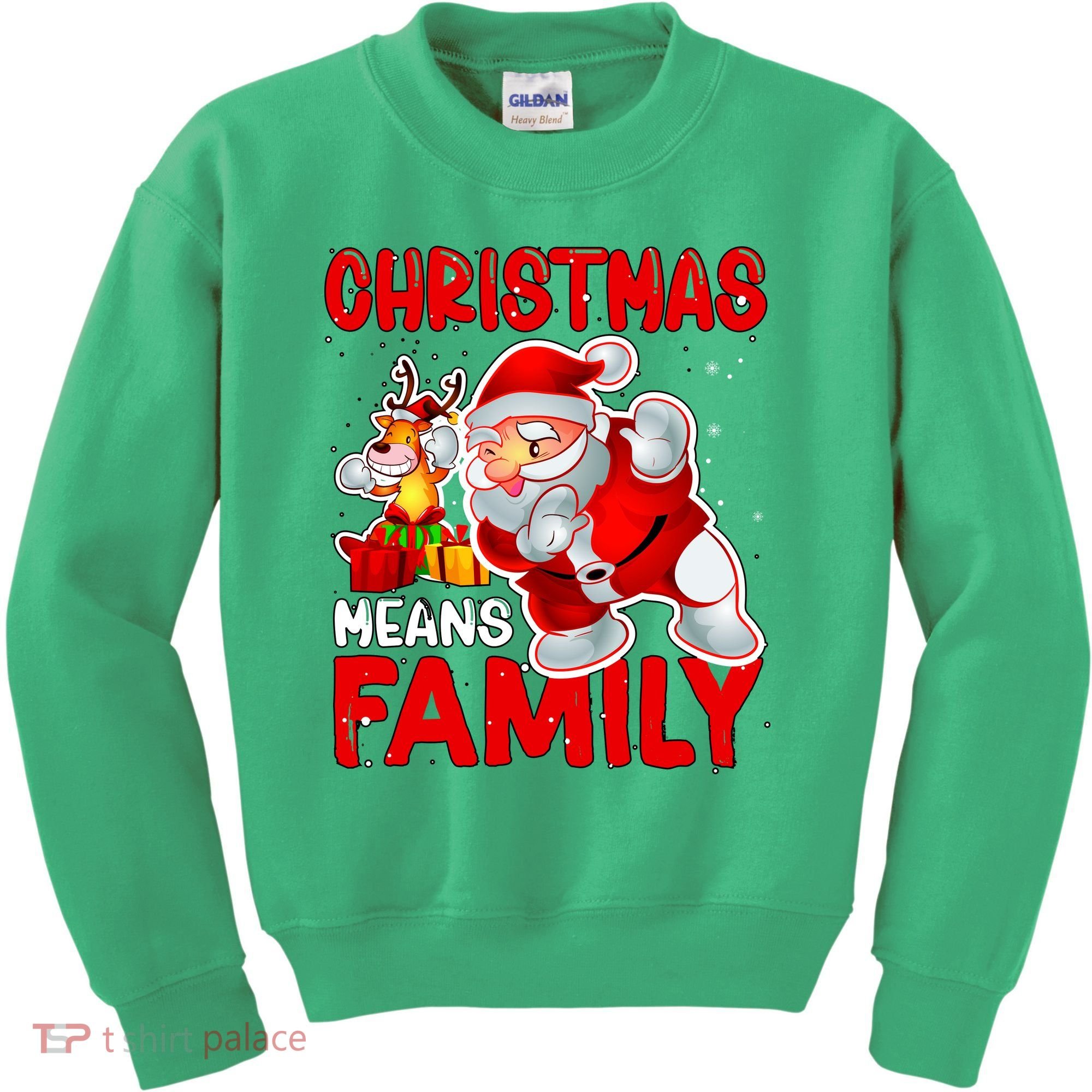 Christmas Means Family Santa Reindeer Kids Sweatshirt