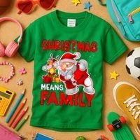 Christmas Means Family Santa Reindeer Kids T-Shirt thumb 3