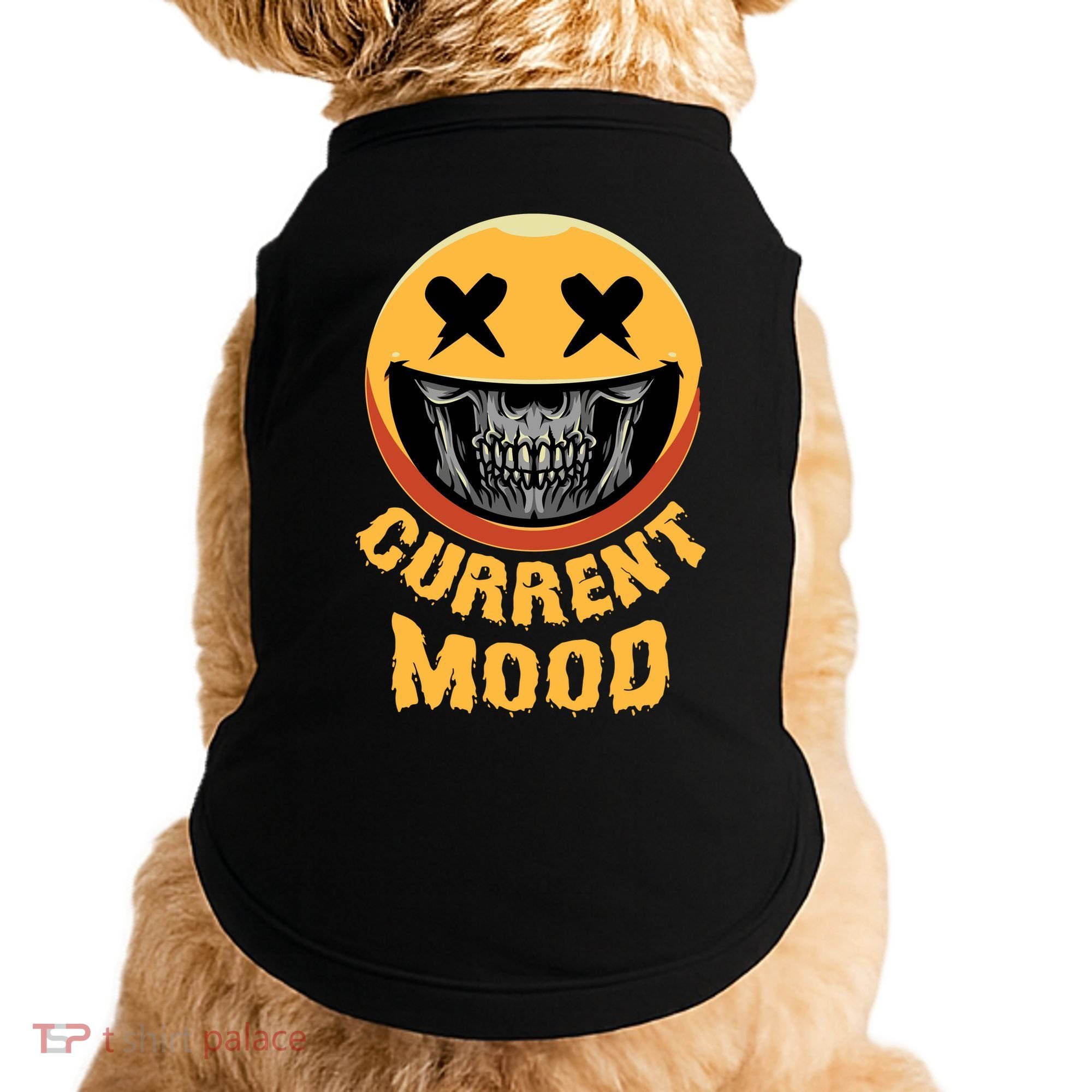 Current Mood Funny Halloween Skeleton Doggie Tank