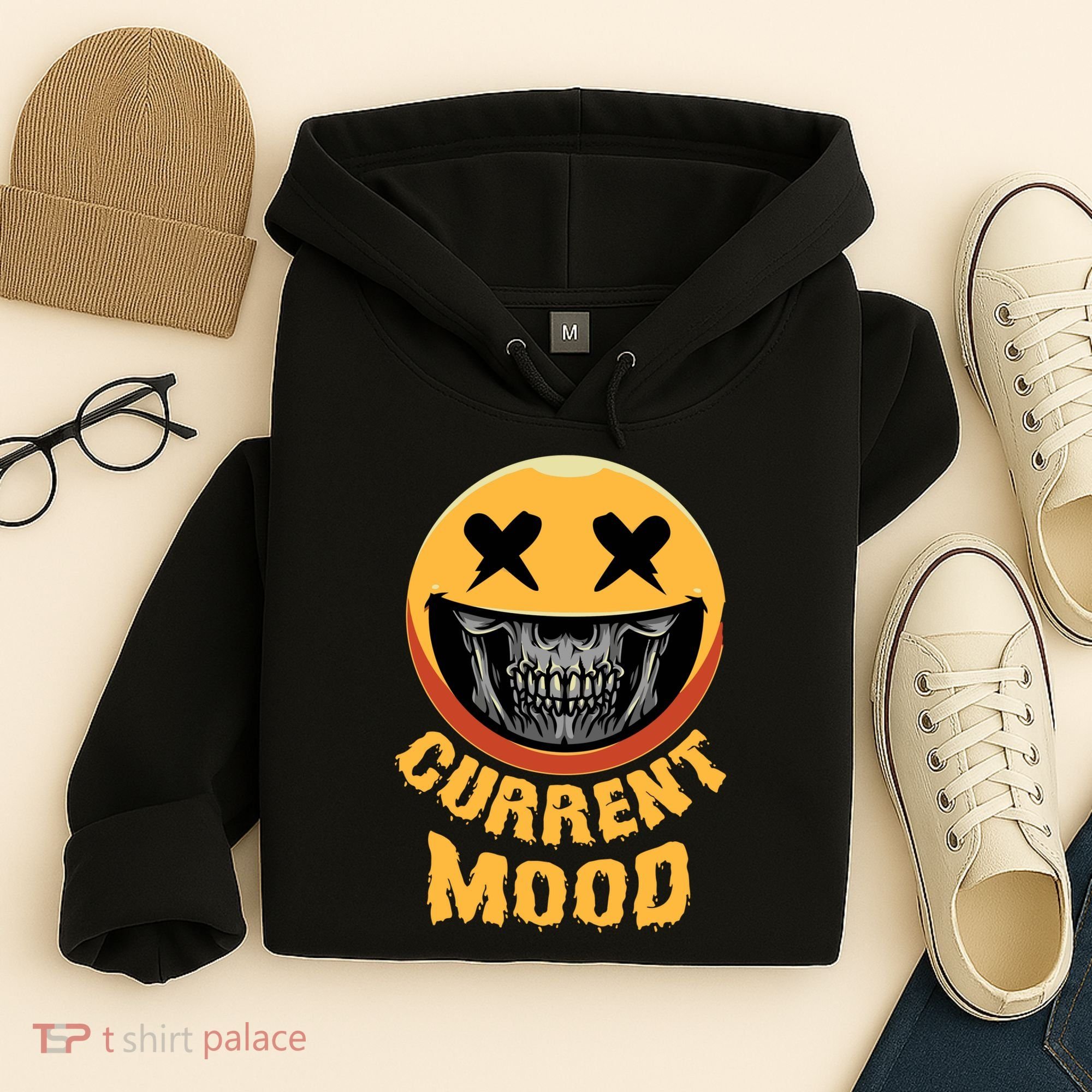 Current Mood Funny Halloween Skeleton Hoodie