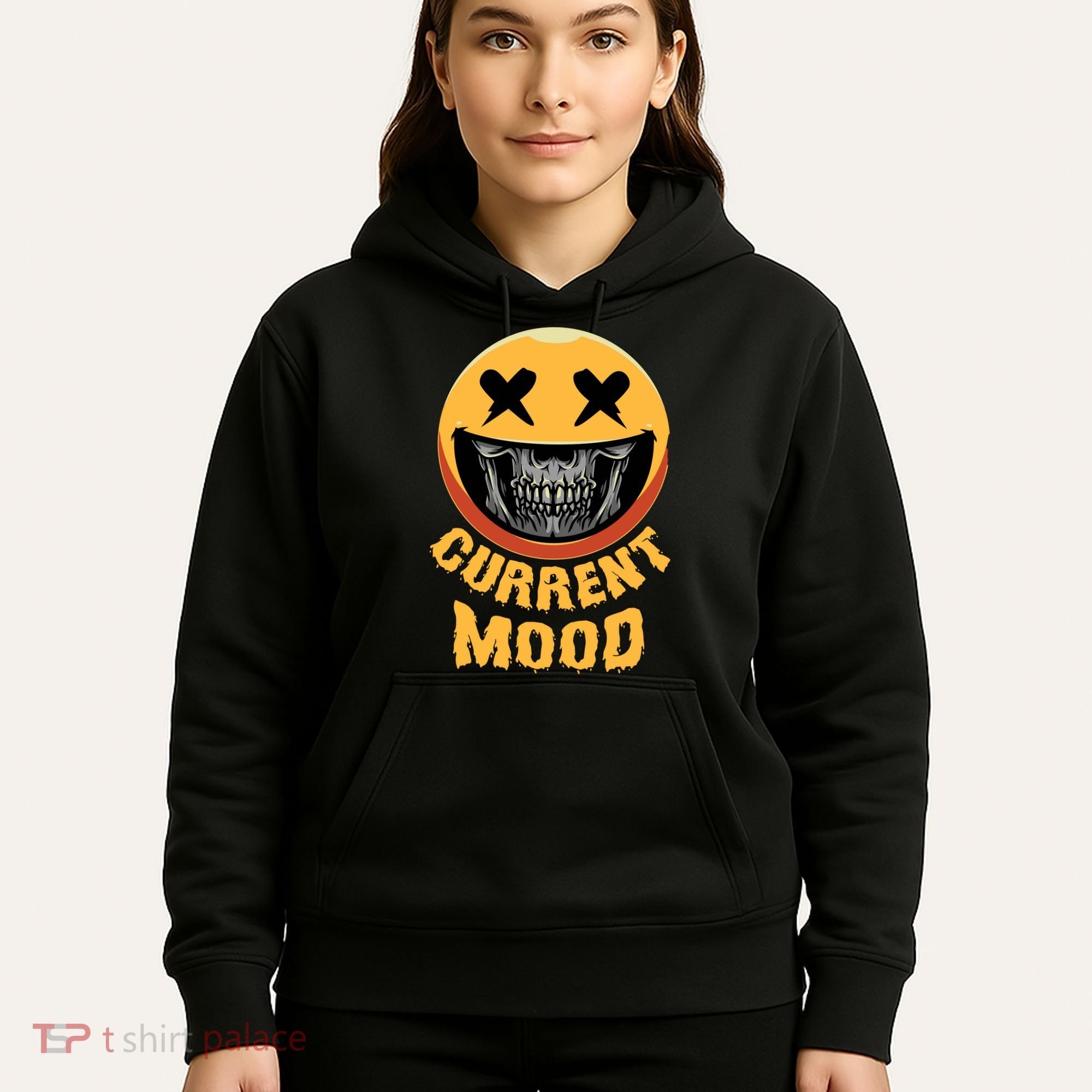 Current Mood Funny Halloween Skeleton Hoodie