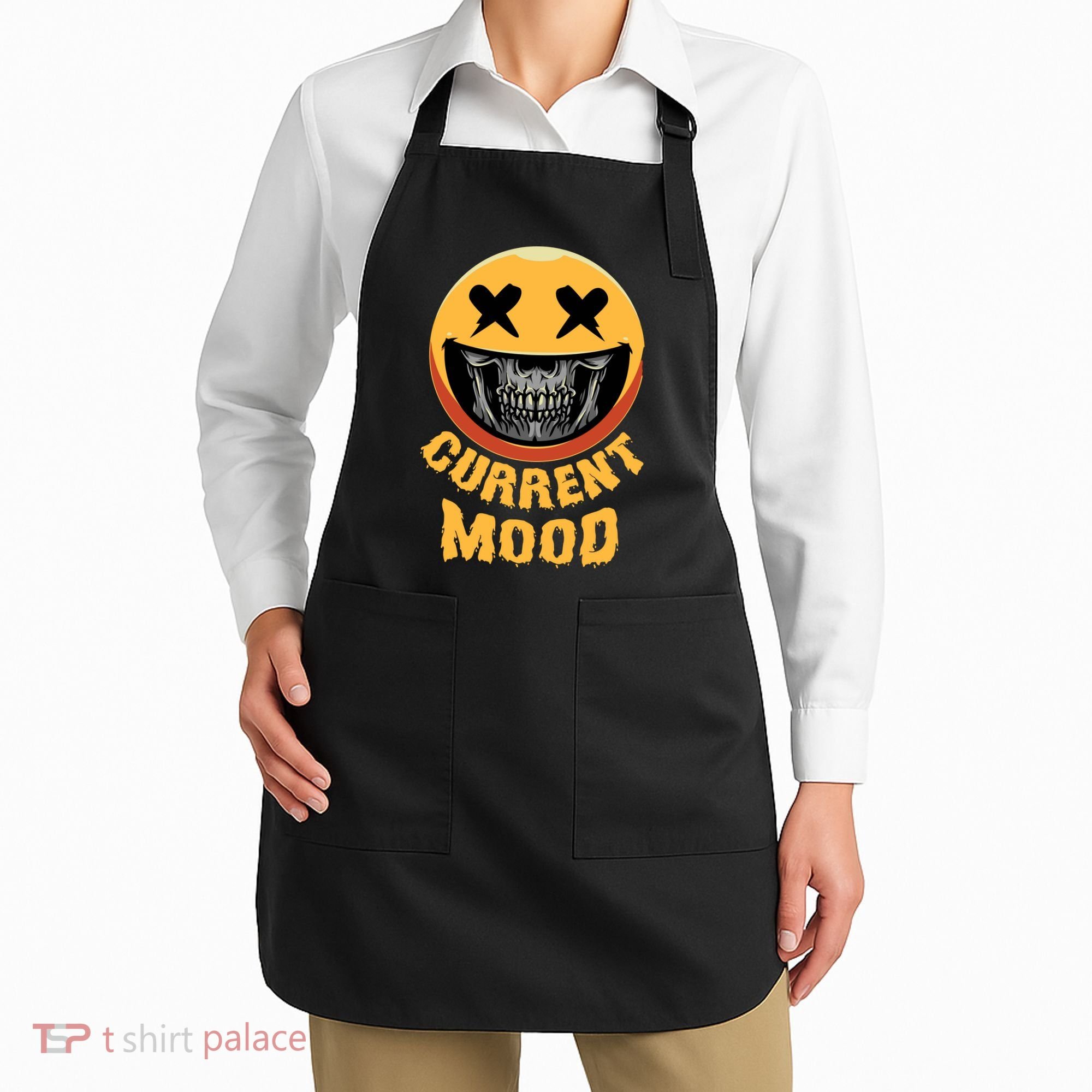 Current Mood Funny Halloween Skeleton Apron